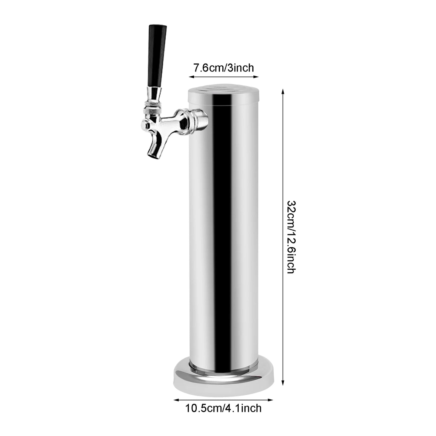 Bierturm mit Zapfhahn, Edelstahl-Biersäule, Zapfanlage mit Zapfhahn und Schlauch, Bier-Kegerator zum Trinken, für Party, Bar, Zuhause