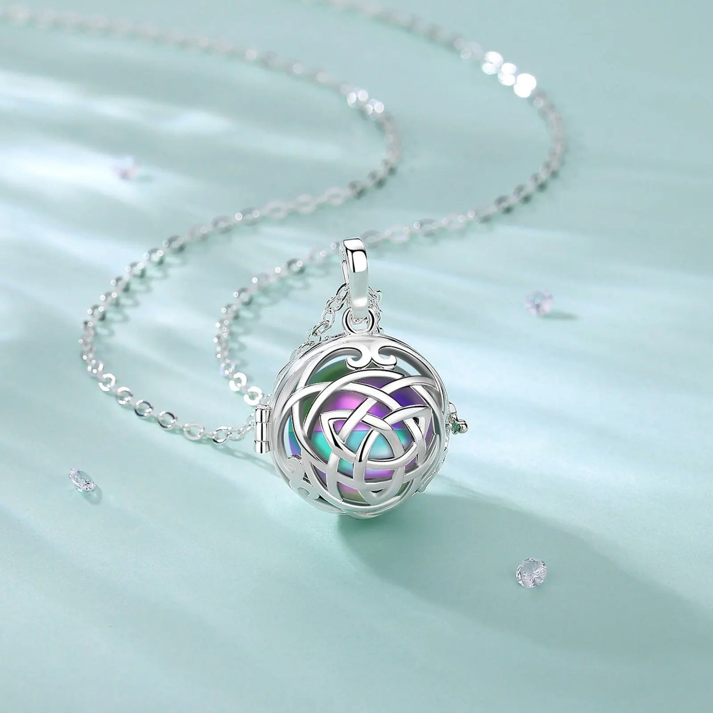 Eudora Urne Feuerbestattung Anhänger 20mm Celtic Knoten Käfig Medaillon Asche Halter Andenken Kapsel Halskette Hohl Ball DIY Trendy Schmuck