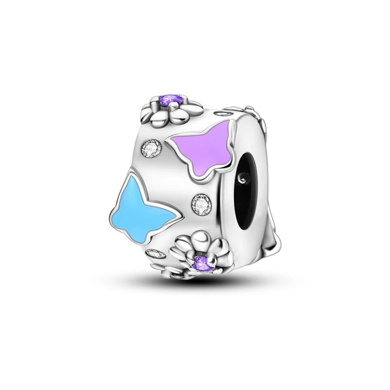 Sicherheitsketten aus 925er-Sterlingsilber, violette Serie, Schmetterling, Widder, Zwillinge, passend für Original-Armbänder, DIY-Schmuckherstellung, Geschenk für Frauen