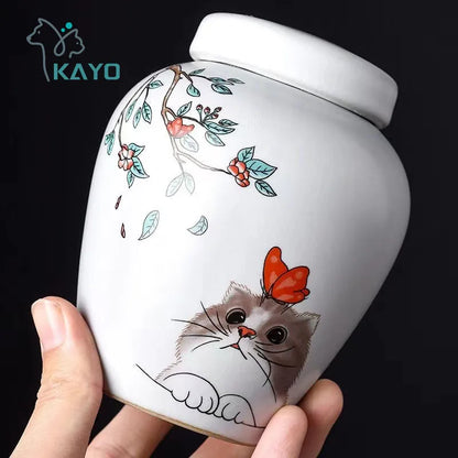 500ml Haustier Urne schöne zarte feuchtigkeit beständige Zähne Bart Gedenk sammlung Katze Hund Urne mit Schriften Behälter für Haustier Asche