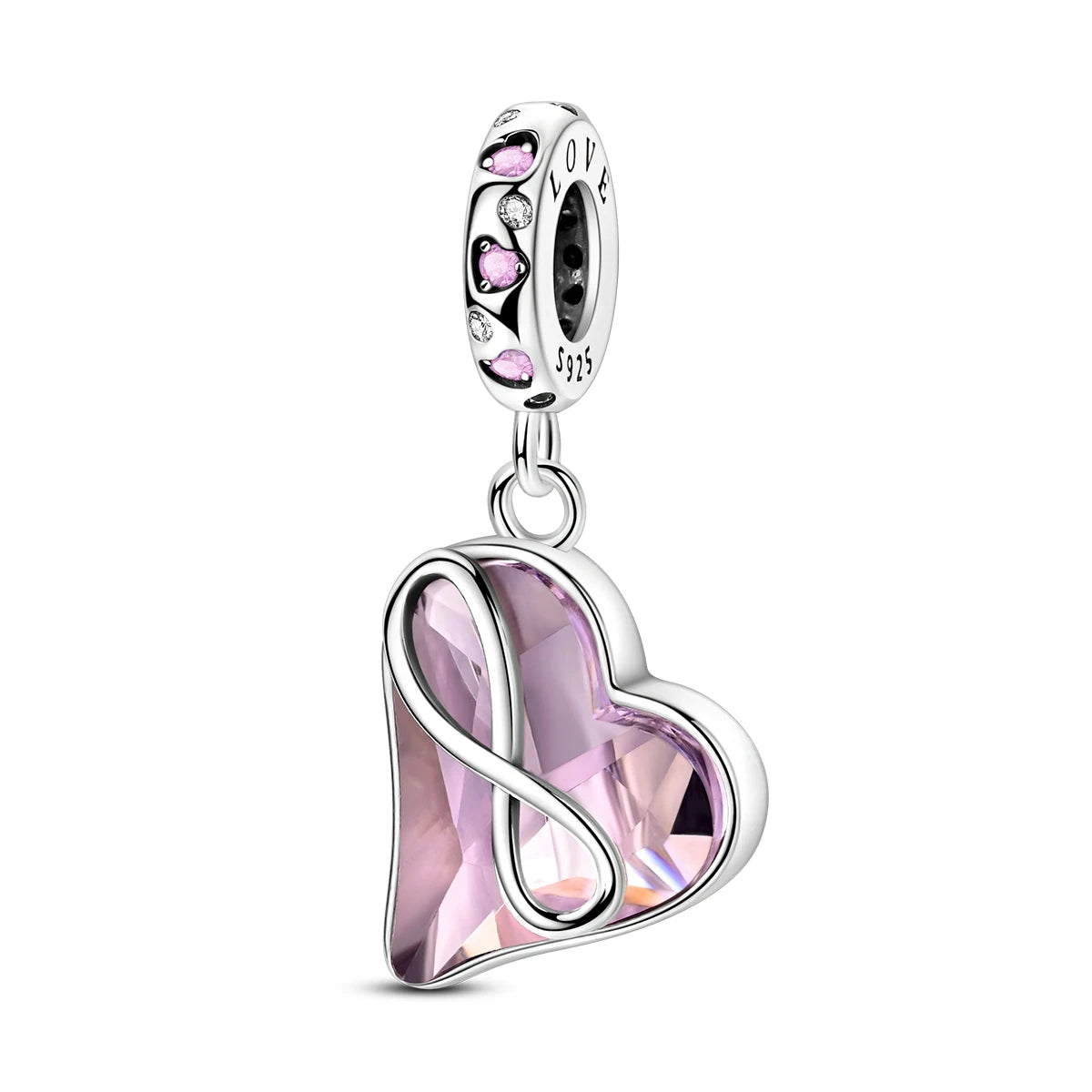 925 Sterling Silber Original Charms Perle CZ Zirkon Liebe Mama Rosa Herz Anhänger Passend für Armband DIY Damen Schmuck Geschenk für Freundin