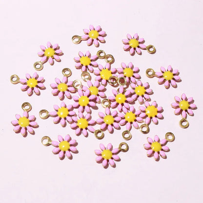 20 Stück 10x7mm kleine Blumen-Charms Anhänger Emaille Edelstahl DIY Schmuck Herstellung Zubehör-Erkenntnisse für Halsketten Ohrringe