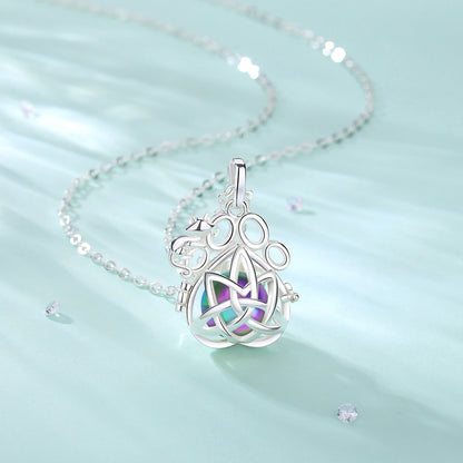 EUDORA Urne Feuerbestattung Anhänger 14mm Katze Fuß Käfig Medaillon Asche Halter Andenken Kapsel Keltische knoten Halskette Hohl Ball DIY schmuck