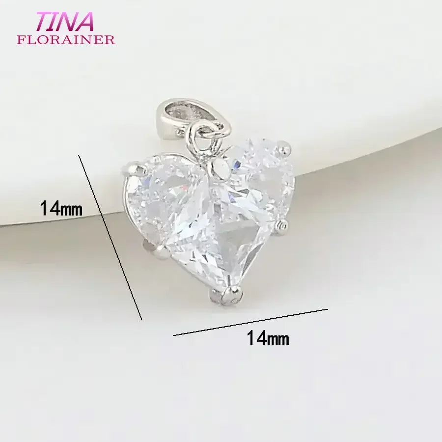 3PCS 14MM 14K Gold Farbe Messing mit Zirkon Herz Halskette Charms Anhänger Ohrringe Schmuck Machen Liefert Zubehör