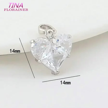 3PCS 14MM 14K Gold Farbe Messing mit Zirkon Herz Halskette Charms Anhänger Ohrringe Schmuck Machen Liefert Zubehör