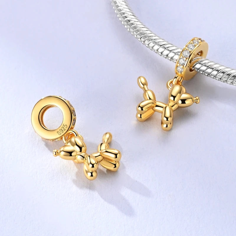 Gold-Serie, DIY-Charms, Original-Charms aus 925er-Sterlingsilber mit eingelegtem Zirkonium, Sonnen- und Leoparden-Anhänger, passend für Armbänder, Schmuck, Geschenkmarkierung