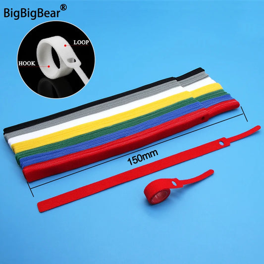 10 ~ 1000 Stück 7 Farben Nylon Kabelbinder Haken Schlaufenlänge 150 mm Backpackers Wanderer Leitungsgürtel Rückenfreier Datenleitungsgurt Magischer Aufkleber