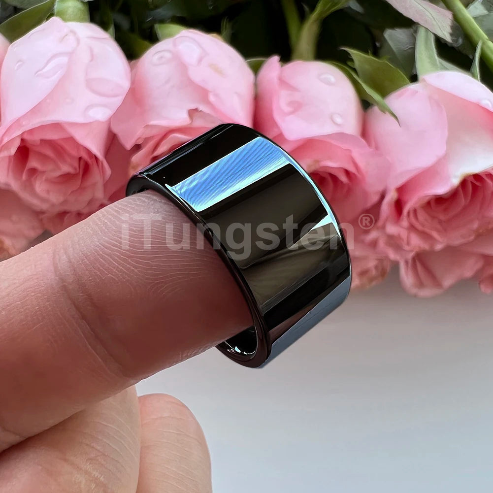 iTungsten 12mm Dropshipping Große Männer Ring Glänzende Wolfram Hochzeit Band Mode Schmuck Rohr Cut Poliert Komfort Fit