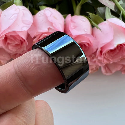 iTungsten 12mm Dropshipping Große Männer Ring Glänzende Wolfram Hochzeit Band Mode Schmuck Rohr Cut Poliert Komfort Fit