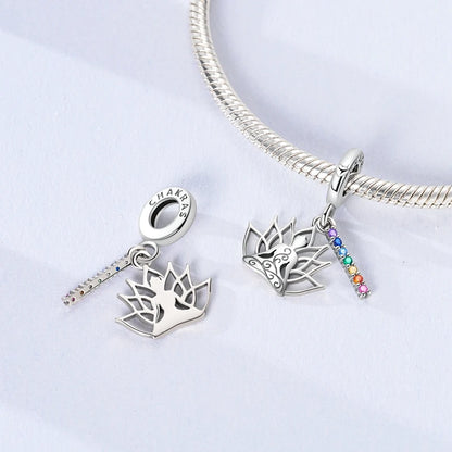 Lotusblüten-Anhänger aus 925er-Sterlingsilber, hypoallergen, Charm-Perle, rosa Zirkon, eingelegt, passend für Armbänder, Schmuck, Geschenk für Frauen