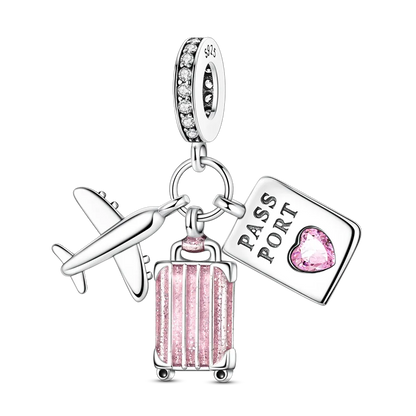 Reisepass-Charms aus 925er-Sterlingsilber, passend für Original-Armbänder, DIY-Flugzeug-Erde-Perlen für die Schmuckherstellung als Geschenk