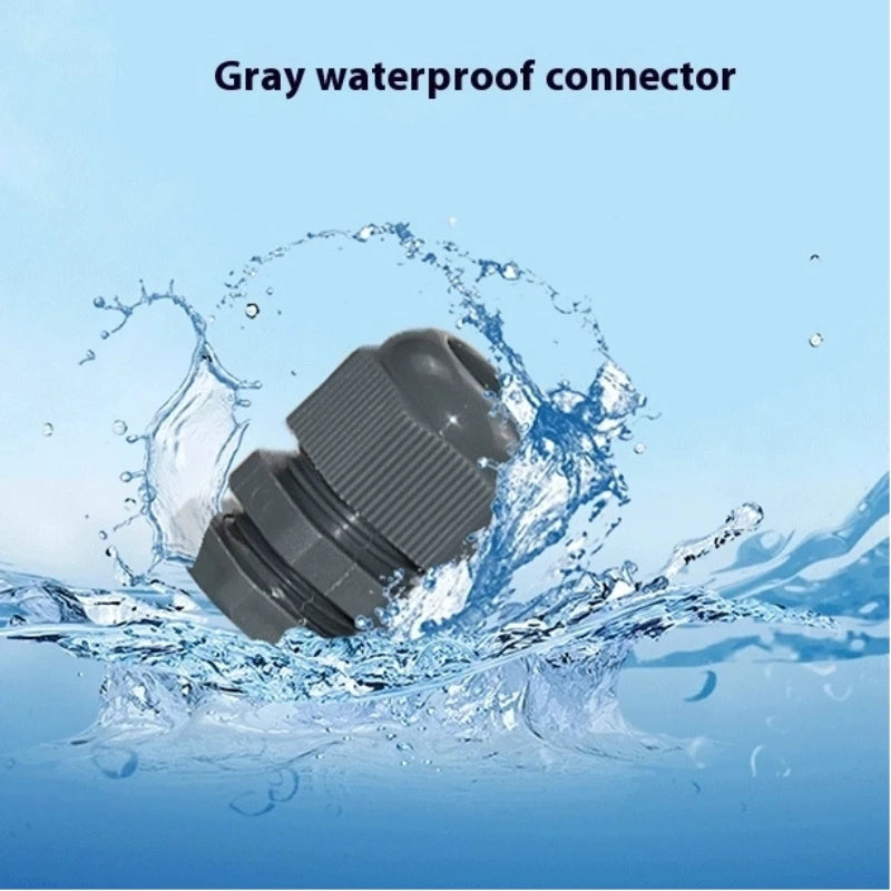 Grauer wasserdichter PG-Verschraubungs-Nylon-Stecker, Knopfbox-Stecker, robuster Steckverbinder, PF7, PG9, PG13,5