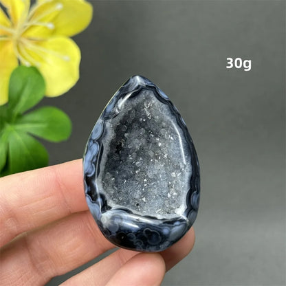 Natürlicher schwarzer Achat, Kristallloch, eiförmiger Kristall, Heilung, spirituelle Meditation, Mineralquarz, Aura, Energie, Heimdekoration