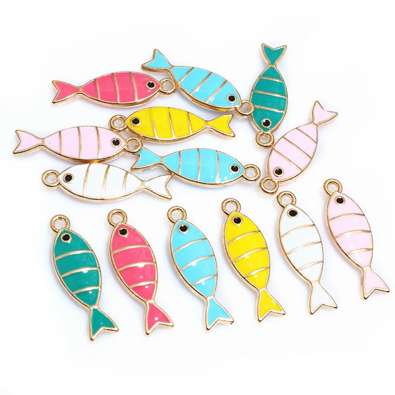 20 Stück 23x7mm Emaille Fisch Charms Anhänger DIY Schmuck Making Zubehör Erkenntnisse für Ohrringe Halskette Armbänder