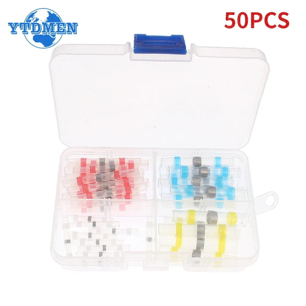 50/100 stücke Schrumpf Butt Wasserdichte Solder Dichtung Draht Kabel Splice Terminal Kit Crimp Terminals Stecker Elektrische, mit Box