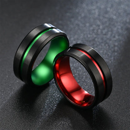 Moderne 8mm Schwarz Titan stahl Ringe für Männer Frauen Nut Facetten Edelstahl Männer Ring Hochzeit Band schmuck Großhandel