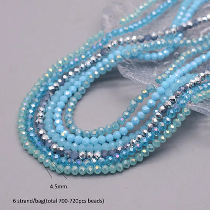 4 mm Farbschema, 6 Stränge/Beutel, Rondelle-Kristallglasperlen, facettierte lose Distanzperlen für Schmuckherstellung, Schmuck, DIY-Halskette