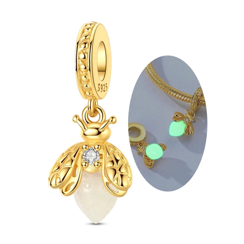 Original Charms-Perlen-Anhänger aus 925er-Sterlingsilber, goldener Schmetterling, Ballon-Hund-Charm, passend für Armband-Anhänger, Armreif, DIY-Schmuck, Geschenk