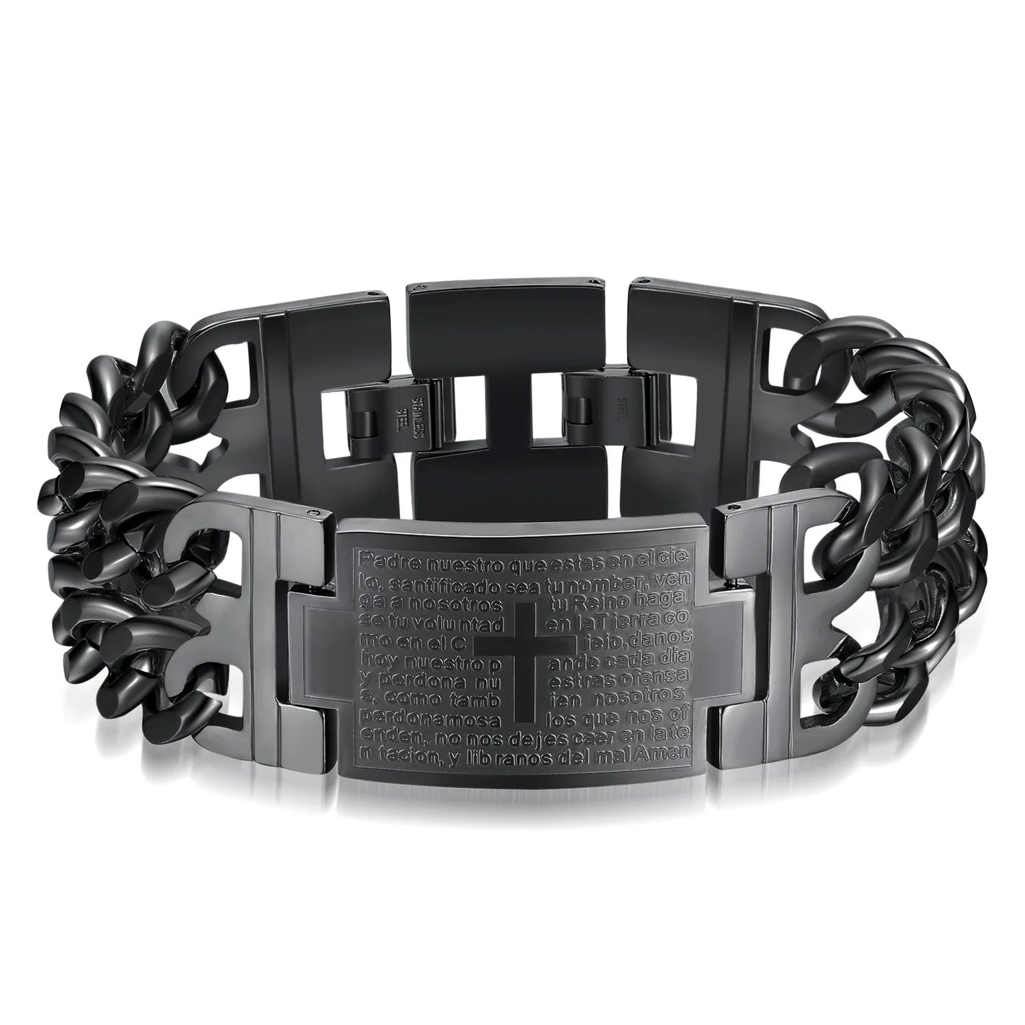 HNSP 24MM Breite 316L Edelstahl Kubanischen Kette Kreuz Armband Für Männer Schmuck Männliche Hand Kette Wrap Armbänder Punk zubehör