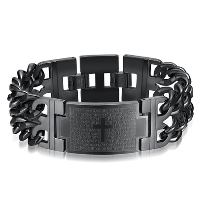 HNSP 24MM Breite 316L Edelstahl Kubanischen Kette Kreuz Armband Für Männer Schmuck Männliche Hand Kette Wrap Armbänder Punk zubehör