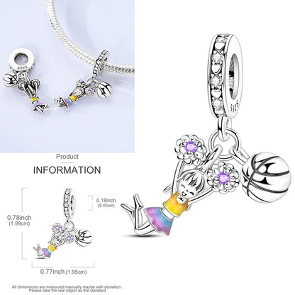 Charms aus 925er-Sterlingsilber, bunt, Sonnenblume, Hund, Jungen, Geschenkartikel, Schmetterling, Flugzeug, Erde, passend für Original-Anhänger, Schmuck, Make-up