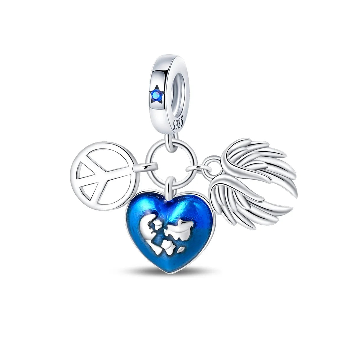 Blaue Serie 925er Sterling Jungfrau Maria Schleife Chamäleon Tanzschuhe Flugzeug Ticket Charm passend für DIY Armband Halskette süße Geschenke
