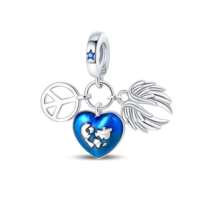 Blaue Serie 925er Sterling Jungfrau Maria Schleife Chamäleon Tanzschuhe Flugzeug Ticket Charm passend für DIY Armband Halskette süße Geschenke