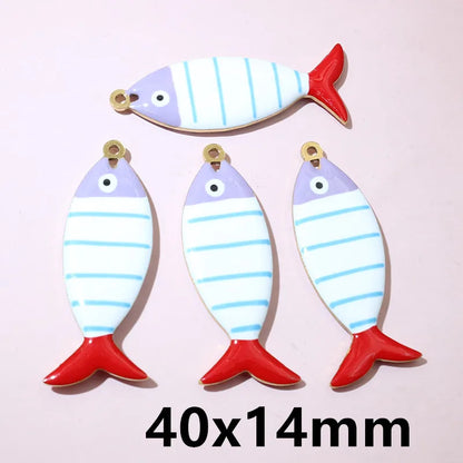 10 Stück Edelstahl Emaille Fisch Charms Anhänger 31x12mm DIY Schmuck Making Zubehör Erkenntnisse für Halsketten Ohrringe Armbänder