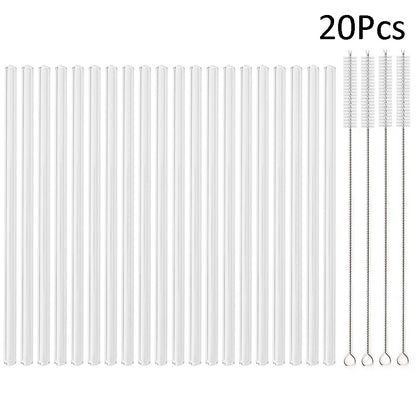 /14mm hohes Boro silikat glas Stroh Stück wieder verwendbare umwelt freundliche Trinkhalme Set Bubble Tea Smoothies Bar Zubehör