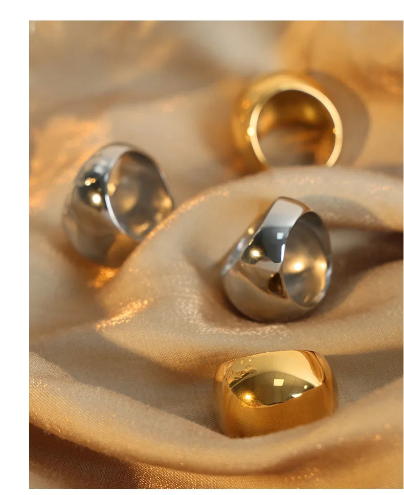 Mode Frauen Edelstahl Ring Oval Weibliche Luxus Ring Punk Zubehör Ästhetik Schmuck Party Geschenk Großhandel