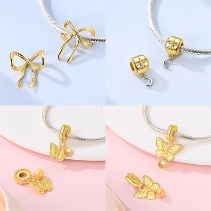 Neues 925er Silber, teilbarer Sonnen- und Mond-Charm, Satr-Herz-Perle, passend für Original-Armbänder für Frauen, edle Schmuckherstellung, Geschenk