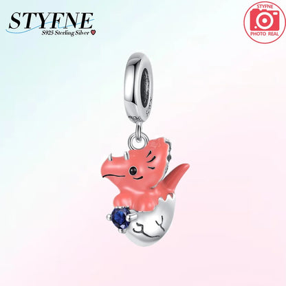 Charms der Drachen-Serie, 925er Silber, Flugsaurier, Tyrannosaurus, Chamäleon-Charm-Anhänger, passend für Original-Armbänder, DIY-Schmuckherstellung