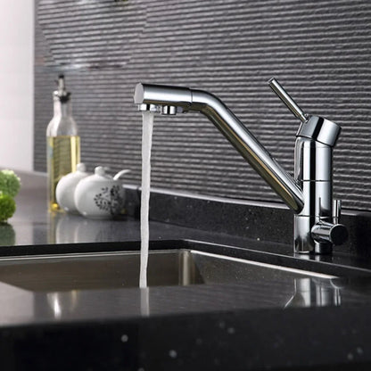 3-in-1-Wasserfilter für die Küche, Wasserhahn, Drei-Wege-System, Wasserkran, Waschbecken, Wasserhahn, drehbarer Drei-Wege-Einhebel-Wasserfilter