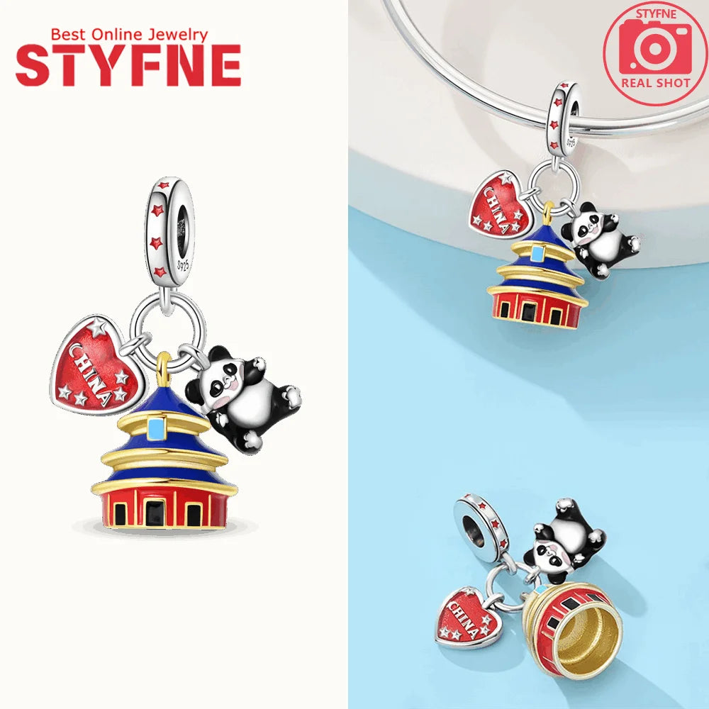 Neue Charms aus 925er Silber, griechischer Tempel, Pariser Turm, London, Big Ben, Perlenanhänger, passend für Original-Armbänder, DIY, kultureller edler Schmuck, Geschenk