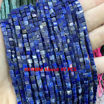Natürliche Lapislazuli Runde Rohr Facettierte Lose Spacer Stein Perlen Für Schmuck Machen DIY Handgemachte Armbänder Halskette Zubehör