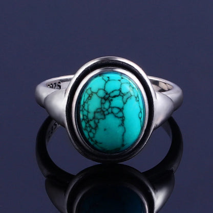 Vintage S925 Silber Ring Natürliche Türkis Ringe Luxus Schmuck Party Jahrestag Geburtstag Geschenk für Frauen Mann