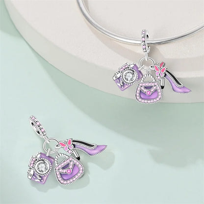 Lila Serie 925 Sterling Silber Maiglöckchen Rose Meerjungfrau Hexenhut Charm Passend für DIY Armband Halskette Charmante Geschenke