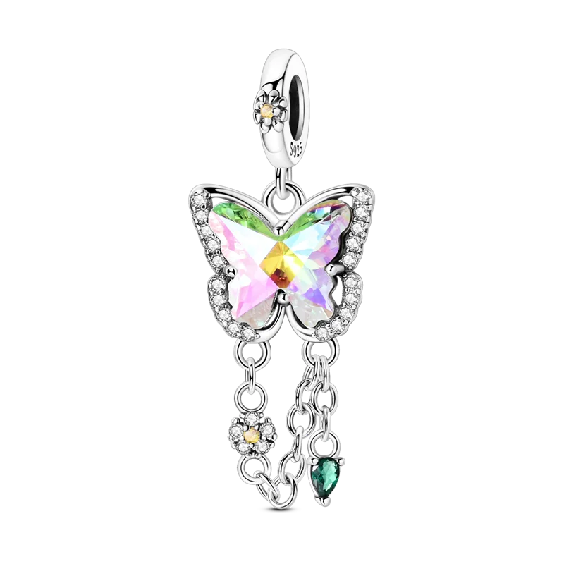 Original-Charm-Perle aus 925er-Sterlingsilber mit eingelegtem Zirkonium, Schleife, Liebesherz, Ballon-Anhänger, passend für Armbänder, DIY-Schmuckmarkierung