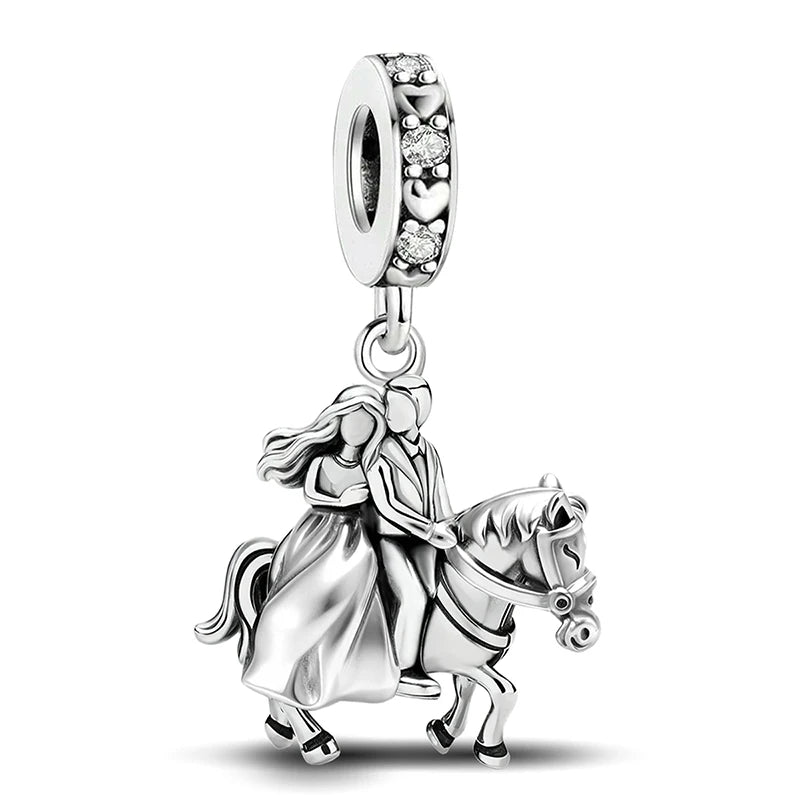 Charms aus 925er-Sterlingsilber für Jungen und Mädchen, Paar-Serie, Vorschlag, Geständnis, Perlen, passend für Original-Pan-Armbänder, edler Schmuck, Geschenk