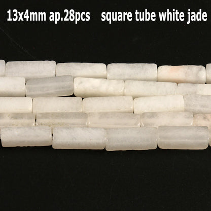 44 Arten weiße Chalcedon-Jade-Achat-Perle, Naturstein, Rondelle-Würfel, facettierte lose Perlen für Schmuckherstellung, Armbänder, Zubehör