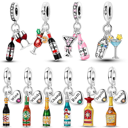 Neue Original 925 Sterling Silber Perlen Charme Schnaps Wein Serie Verschluss Anhänger Fit Original Armband Für Frauen DIY Schmuck Geschenk