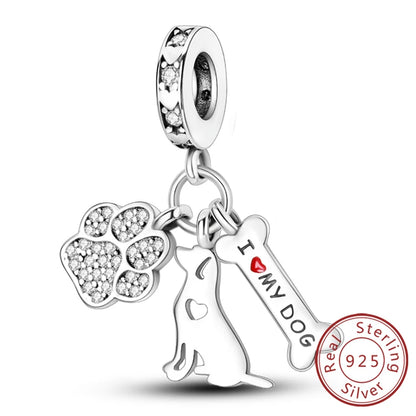 Neue Original Charms Perlen Anhänger 925 Sterling Silber Teddy Pudel Hund Katze Universal Schnalle Charms Fit Armband DIY Schmuck Geschenk