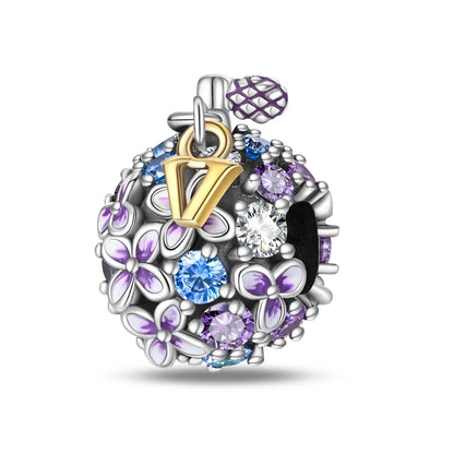 Charm-Anhänger aus 925er-Sterlingsilber mit eingelegten herzförmigen Perlen und Rosen-Anhänger, passend für Schlangenarmband, Boutique-Halskette, lila Anhänger, Geschenk