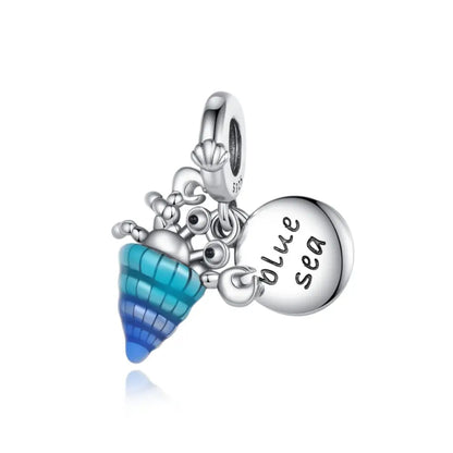 Ocean Series 925er Sterlingsilber, Wal, Schildkröte, kleiner Fisch, Qualle, Delfin, blauer Charm, passend für DIY-Armband, Halskette, Party-Schmuck