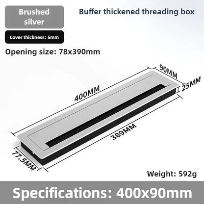1 Stück rechteckige Schreibtisch-Kabeldurchführungen aus Aluminiumlegierung, Abdeckung für Kabelloch, Kabelauslass, Oberflächen-Tischkabelloch, Möbelbeschläge