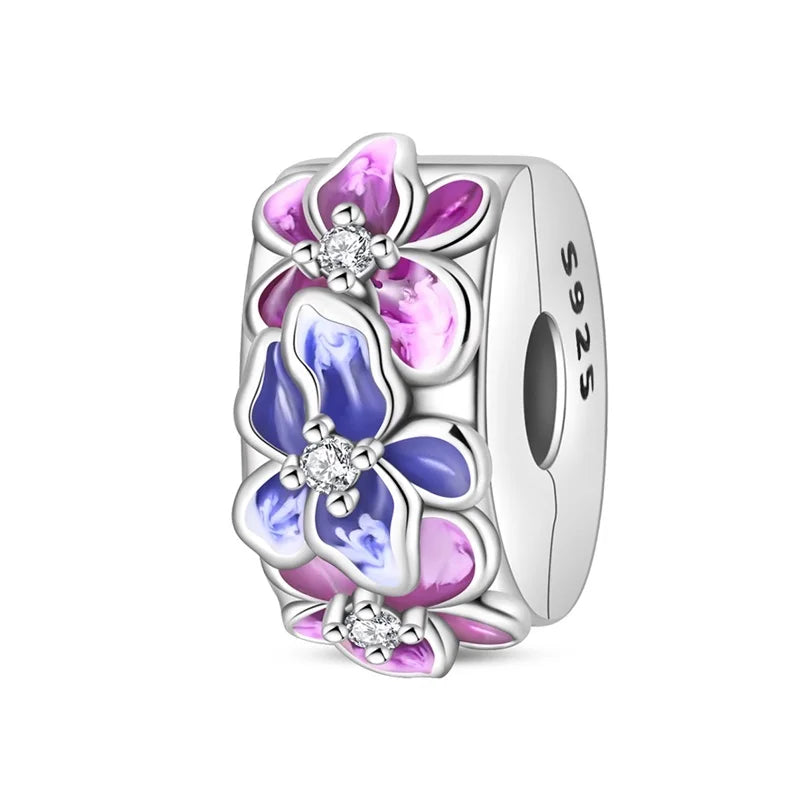 Heißer Verkauf, 925er-Sterlingsilber, Sterne und Mond, Perlen, Schmetterling und Engel, baumelnder Charm, passend für Armbänder, niedliche bunte Anhänger-Geschenke