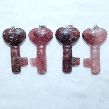 5PCS Naturstein Liebe Herz Schlüsselanhänger Anhänger Kristall Energie Stein Amethyst Rosenquarz Anhänger für DIY Damen Dekoratives Geschenk