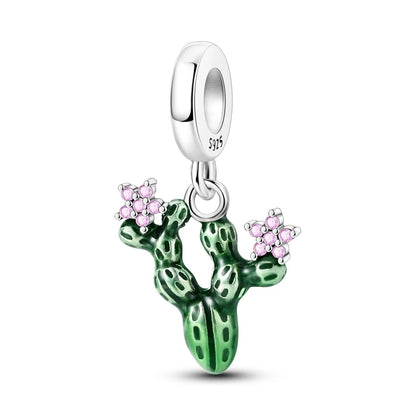 Anhänger aus 925er-Sterlingsilber, grüne Serie, Blumenbaum, Apfel-Anhänger, DIY, feine Perlen, passend für Original-Charms-Armbänder, Damenschmuck, Diy