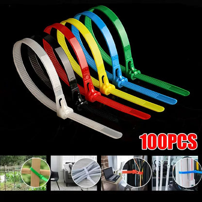 100 Stück wiederverwendbare Nylon-Kabelbinder 3,6 x 150 mm – Verschlussschlaufe, abnehmbar, gemischt in Schwarz und Weiß – ideal für die Organisation zu Hause und im Büro