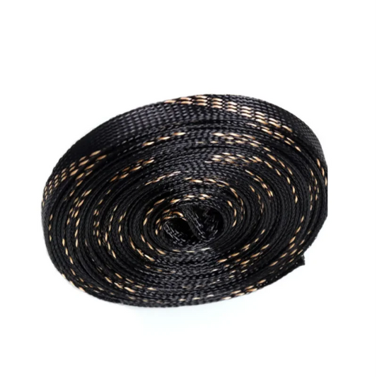 20/100M Schwarzgoldener PET-Geflechtschlauch 4-20mm Dehnbare Kabelummantelung zum Schutz und zur Isolierung von Kabelbäumen
